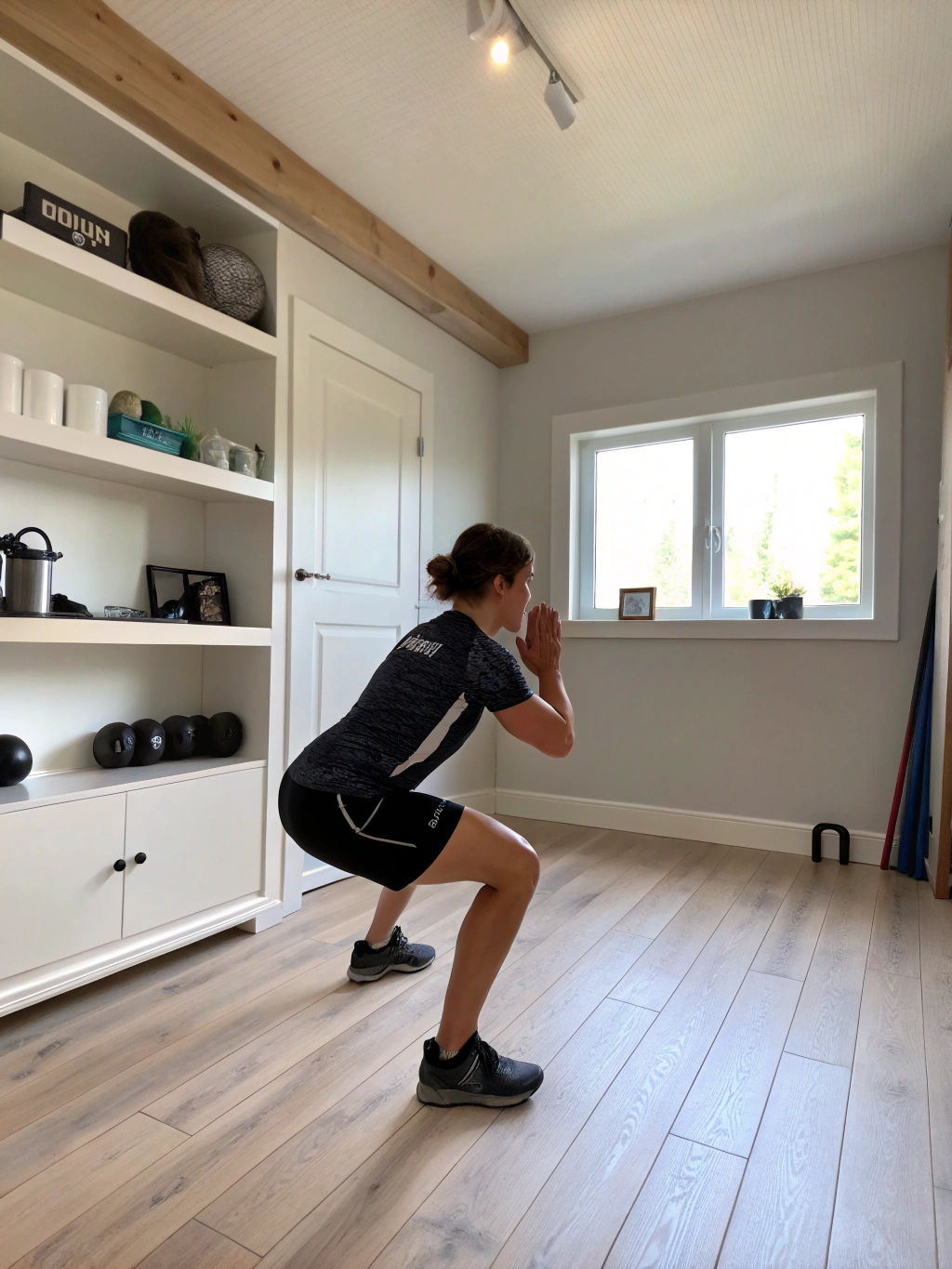 Disciplined athlete executing free-weight training in natural daylight